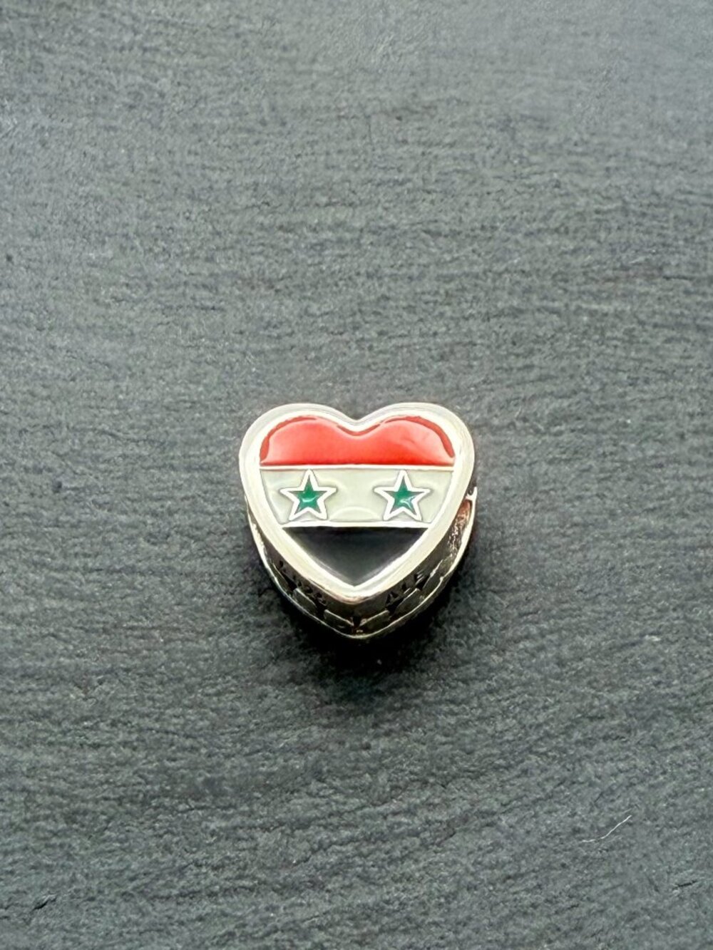 Pandora Syria Flag Heart Charm Sterling Silver Jewelry